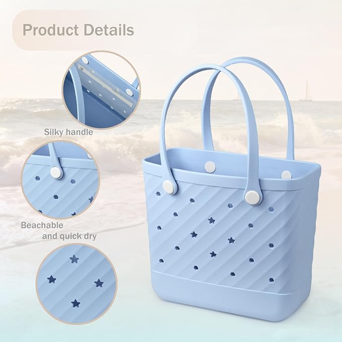 Rubber Tote Bag Extra Large & Medium, Waterproof Beach Bag for Women Men, Pool Travel Swim Silicone Tote - Image 6