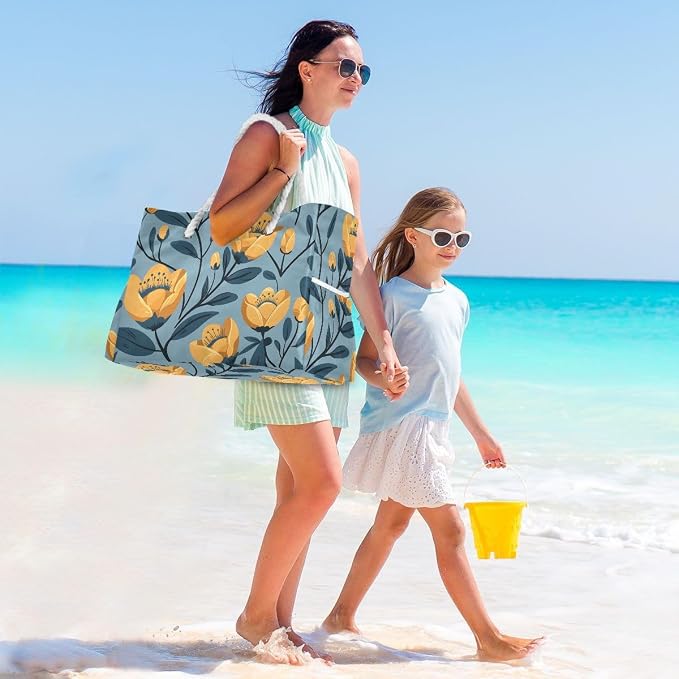 senya Large Beach Shoulder Bags Canvas Tote Water Resistant for Gym Travel Daily - Image 2