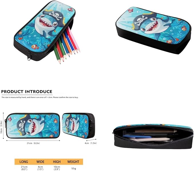 Cartoon Shark Backpack for Boys Kids Backpack with Lunch Box Water Bottle Pouch and Zipper Pencil Pouch 4PCS Set Bookbag with Front Pocket for School 17" Sturdy School Bag for Elementary Girls - Image 5
