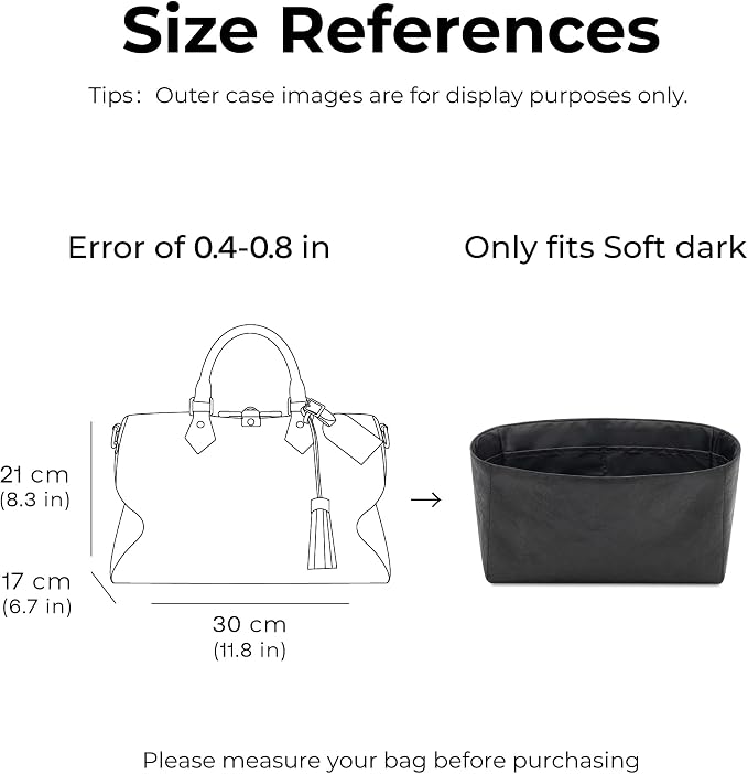 Soft Support Organizer Compatible with LV Soft Speedy Dark | Handcrafted DuPont™ Tyvek®,Handbag Organizer Insert, Precision 1:1 Custom Fit,Matte Black,Ideal for Shopping and Daily Carry - Image 2