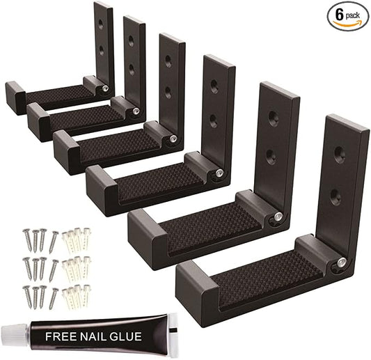Wall Hooks for Hanging Folding Coat Hooks 6 Pack Heavy Duty Wall Mounted Hook Hangers for Key Coat Towel Hat Bag Backpack Headphone in Door Bathroom Closet (Black) by MeetRade