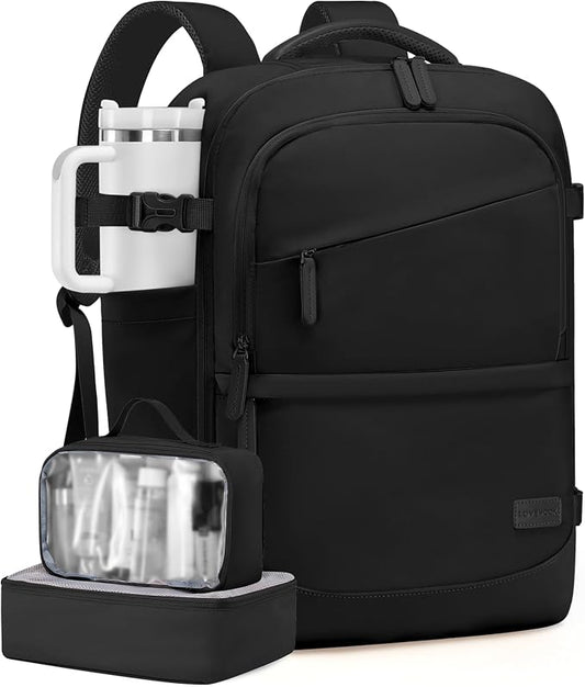 LOVEVOOK Travel Backpack for Women & Men, 50L Carry on Backpack Airline Approved, Large TSA Personal Item Travel Bag fits 17.3" Laptop, Business Weekender Bag for Essentials, 4Pcs by LOVEVOOK