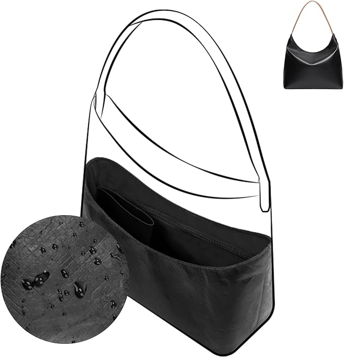 DGAZ Lightweight Purse Organizer Insert for GYARD-HoboBags,silk and DupontPaper handbag inner for Luxury Bag(Black,HoboBag) by DGAZ