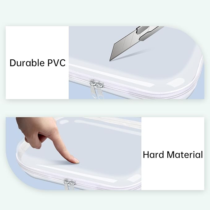 honitty Clear Hard Shell Zipper Case,3PCS Transparent Clear Laser Zipper Pouches,Hard Side Plastic Case Set,Portable Travel Storage Organizer Bins - Image 5
