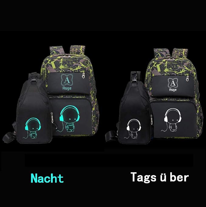 Asge boys backpack for kids camo bookbag for middle school bags travel back pack (Green) - Image 3