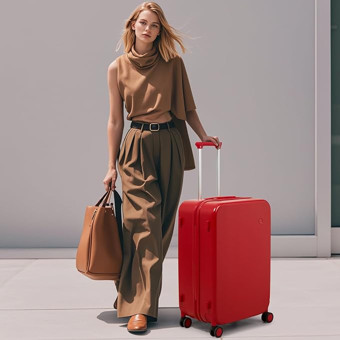 mixi Carry on Luggage, 20'' Suitcase Spinner Wheels Luggage Hardshell Lightweight Rolling Suitcases PC with Cover & TSA Lock for Business Travel, Red - Image 8