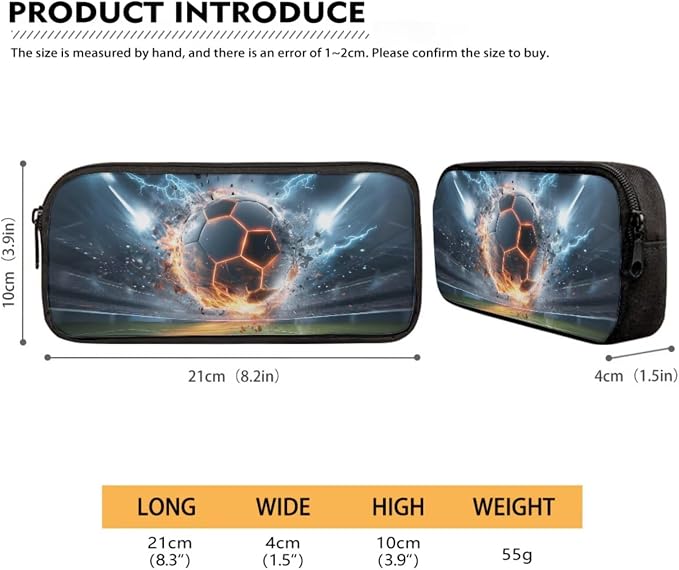 Soccer Ball Lighting Print Reusable School Bookbag Set for Teenage Girls, Durable Lightweight Backpack Set with Insulated Lunch Shoulder Box and Pencil Case, Children's Knapasck Set - Image 5