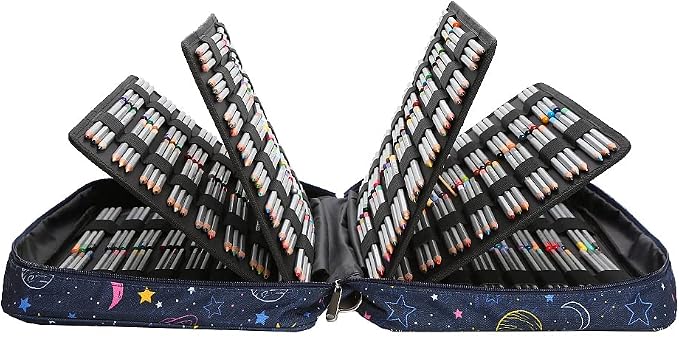 Lbxgap Portable Colored Pencil Case 480 Slots Pencil Case or 320 Gel Pen Case Large Capacity Pencil Organizer with Handle Strap Handy Colored Pencil Box for Artist - Image 4