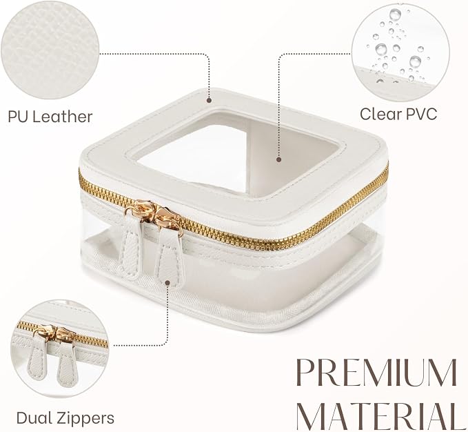 Mini Cosmetic Bag Clear Makeup Bag Small Travel Toiletry Bag with Zipper, Cute Car Cosmetic Case Transparent Makeup Pouch for Purse (White) - Image 5