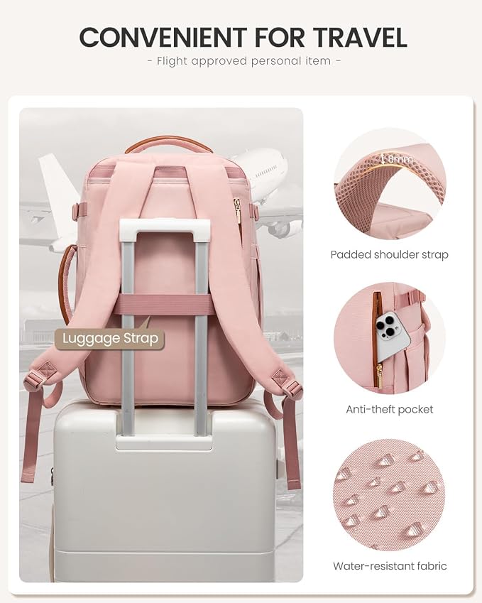 LOVEVOOK 40L Travel Backpack for Women Men, Large Carry on Backpack for Airplanes TSA Personal Item Travel Bag fits 15.6" Laptop, Waterproof Weekender Essentials Airline Approved with 2 Packing Cubes - Image 7
