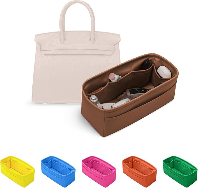 Satin Purse Organizer for Birkin 40, Gold | Custom Fit, Multiple Pockets, Lightweight Purse Essentials, Ideal for Travel, Shopping, and Daily Use by KINGSINBAG