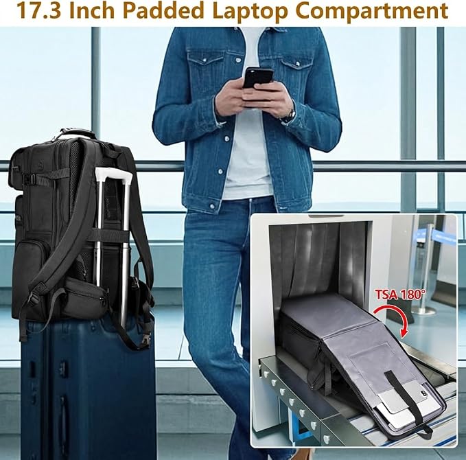 MATEIN 52L Expandable Travel Backpack with Shoe Compartment & Waist Straps | 17 Inch TSA Laptop Compatible, Large Suitcase Backpack, Luggage Carry On Bag, Includes 3 Packing Cubes, Hidden Pocket - Image 4