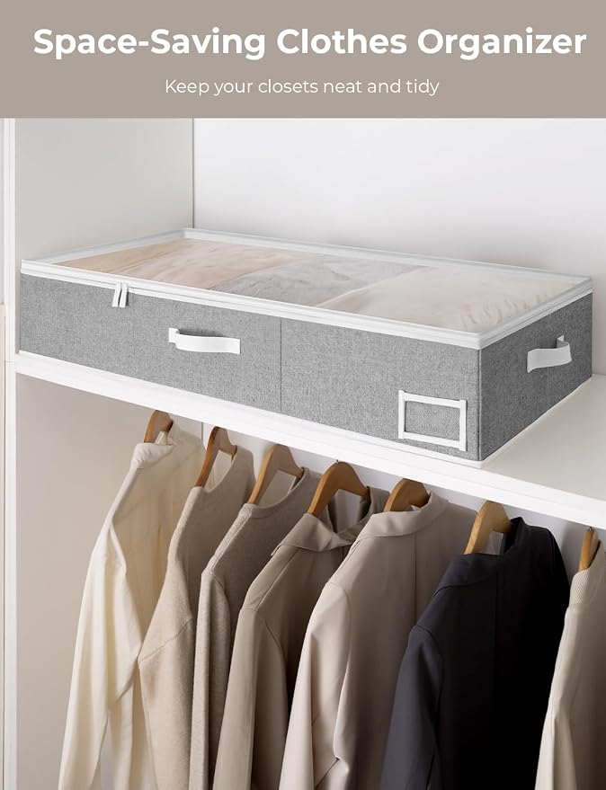 StorageWorks Extra Large Under Bed Storage Containers with Handles and Label Holder, 2 Pack Ultra-thick Fabric Underbed Bins, Closet Organizer for Clothes, Blankets, Sweater - Image 7