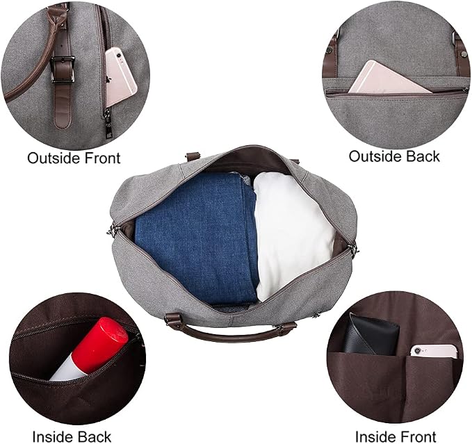 Weekender Overnight Bag Carry On Bag Travel Bag with Shoe Pouch - Image 3