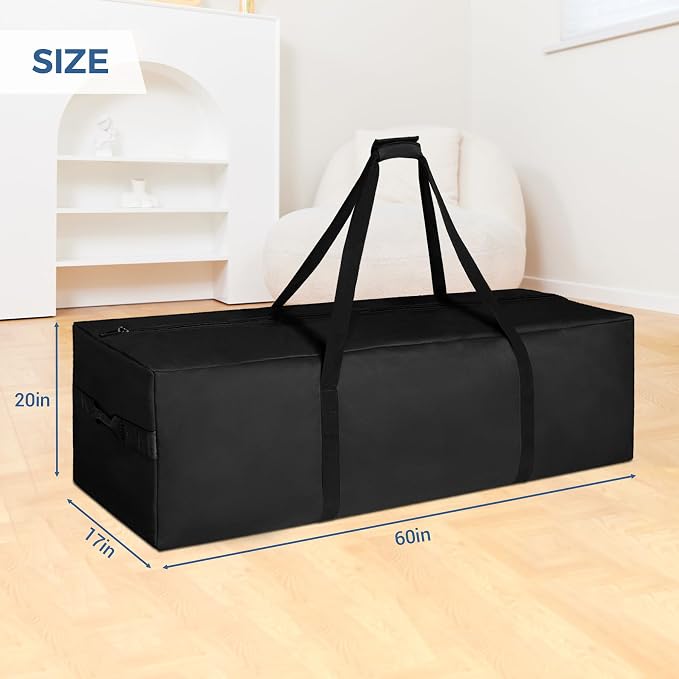 COOLBEBE 60" Sports Duffle Bag - 332L Extra Large Travel Duffel Luggage Bag with Upgrade Zipper, Sturdy & Water Resistant Long Duffle Bag for Camping Moving (Black 60inch) - Image 7