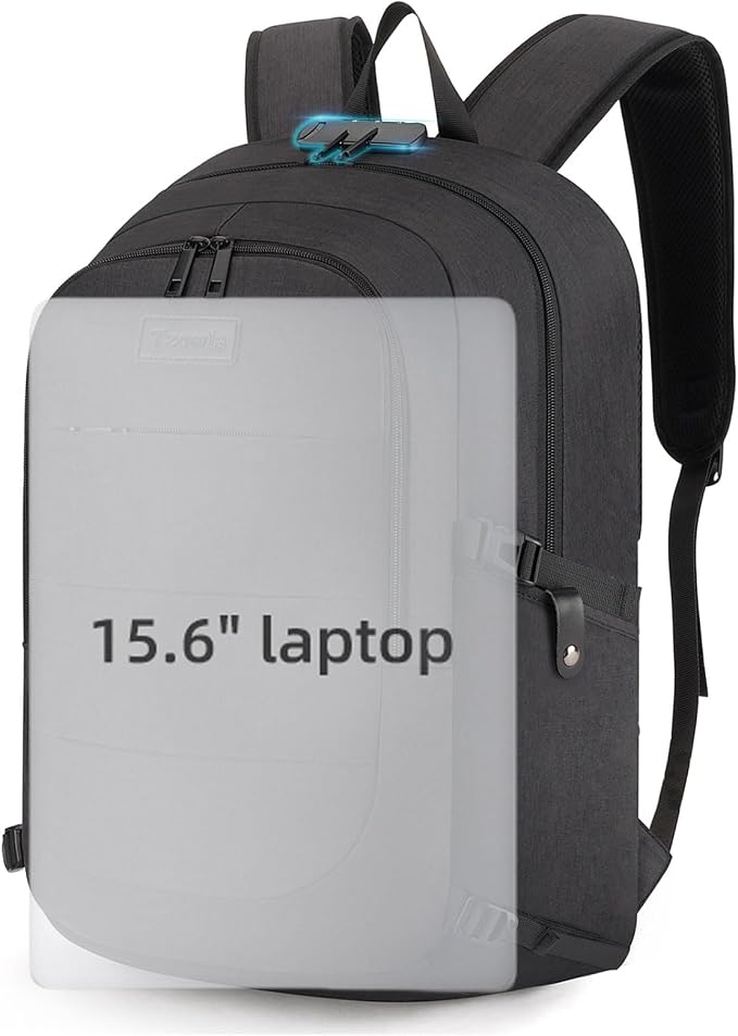 Tzowla Travel Laptop Backpack Water Resistant Anti-Theft Bag with Giant Tumbler Holder Pocket and Lock 15.6 Inch Computer Business Backpacks for Women Men Work College,Casual Daypack(Black) - Image 8