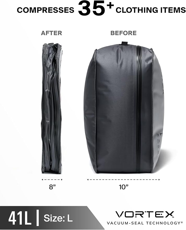 Black Voyage Reusable Vacuum Compression Travel Bag for Carry-On Suitcase and Backpack, Recycled IPX8 Waterproof Space Saver Vacpack (1-Pack, 41L - No Pump) - Image 5