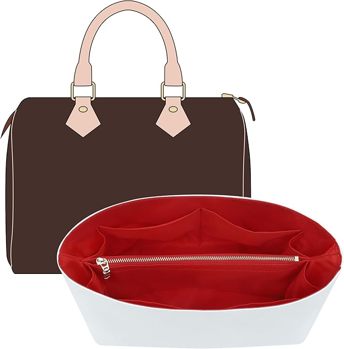 DupontPaper Purse Organizer Insert for LV Speedy 30 Handbags | Dupont Paper Speedy 30 Organizer Insert, Waterproof Lightweight Bag Insert with YKK Zipper, 11 Pockets by OAIKOR