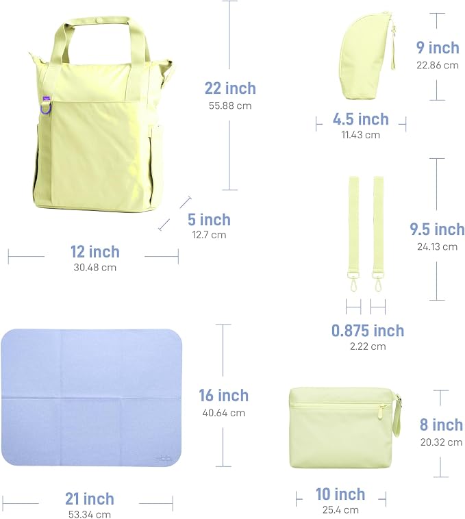 Ubbi Fleuri All-Day Diaper Bag Backpack, Features 12 Pockets, Insulated Bottle Pocket, Wet Bag, Changing Mat, Stroller Straps and Dust Pouch, Lightweight, Easy-Clean & Travel Ready, Honeydew - Image 9