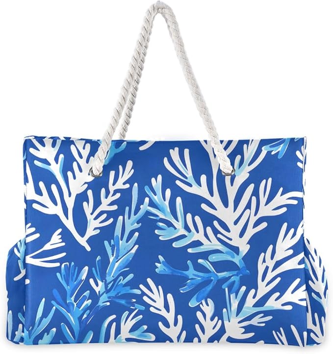 senya Large Beach Bags Totes Swim Canvas Tote Shoulder Bag Water Resistant Bags for Gym Travel Daily - Image 3