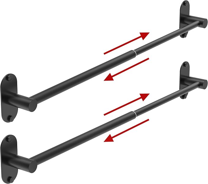 Towel Bar, Adjustable 16.7inch–28.5inch Towel Rack, Self Adhesive Towel Racks for Bathroom Wall Mounted, 304 Stainless Steel Hand Towel Holder, for Kitchen Use (Matte Black, 2Pack) by MIROAMZ