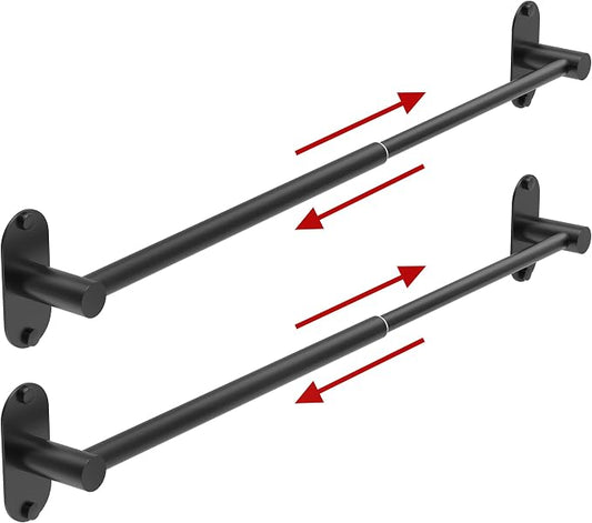 Towel Bar, Adjustable 16.7inch–28.5inch Towel Rack, Self Adhesive Towel Racks for Bathroom Wall Mounted, 304 Stainless Steel Hand Towel Holder, for Kitchen Use (Matte Black, 2Pack) by MIROAMZ