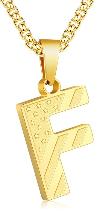 Zocomi Stocking Stuffers Christmas Gift - Initial Necklace Gifts for Men Boys, Stainless Steel American Flag Pendant Jewelry, Christmas Gifts Ideas for Kids Teen Boys