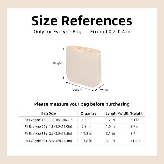 DGAZ Silky Purse Organizer Insert Fits Evelyne Bags, Luxury Handbag & Tote Organizers（Craie,TGM） - Image 6