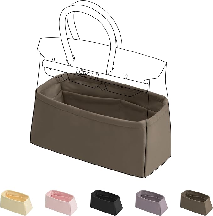 DGAZ Purse Organizer Silky Smooth,Silk,Luxury Handbag Tote in Bag Shapers, Women- Fits Birkin25/30/35/40 Bags (Etoupe grey, BK35) | Soft and Lightweight,Perfect Fit,Multi-pocket Storage,Bag Protector,Luxury Bag Care,Handmade,for Smooth Bag Organizer by DGAZ