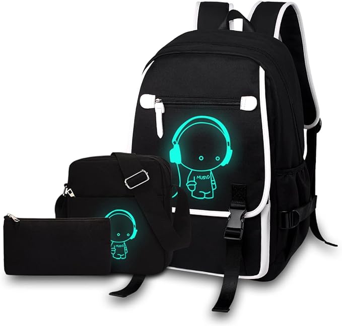 Asge Large 3 Piece Backpack Set - Boys & Girls Teenage Reflective Waterproof School Satchel for Travel & Outdoor by AsgeBackpacks