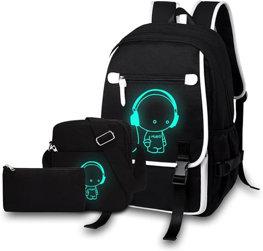 Asge Large 3 Piece Backpack Set - Boys & Girls Teenage Reflective Waterproof School Satchel for Travel & Outdoor by AsgeBackpacks