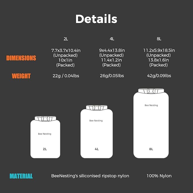 Bee Nesting Waterproof Dry Bag Lightweight Dry Sack Marine Dry Bags Suitable for swimming,kayaking,rafting boating, surfing, outdoor travel, mountaineering,hiking - Image 5