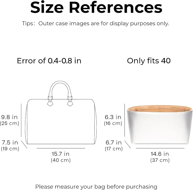 Tote Bag Organizer Insert for LV Speedy 40 handbag, Custom Fit Inside Premium Vanile Lightweight WaterResistant Purse Insert with Cup Holder Accessories - Image 2