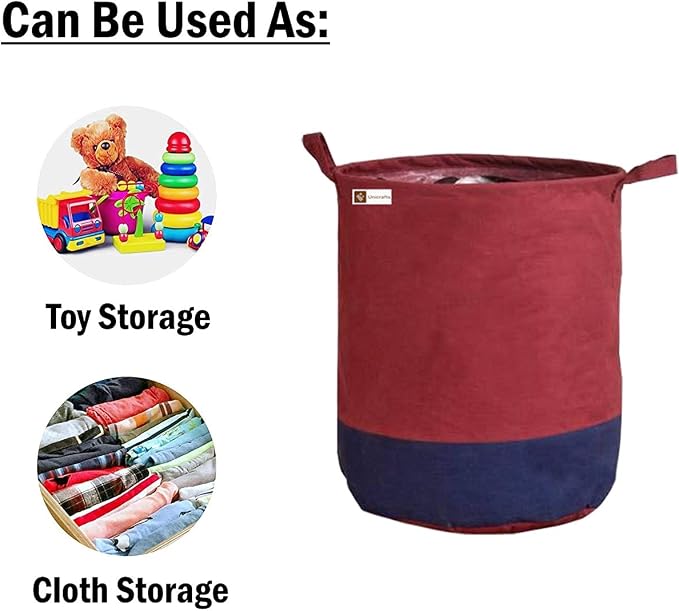 Non Woven Laundry Bag 45 L Durable And Collapsible Laundry Storage Bag With Handles Clothes&Toys Storage Foldable Laundry Bag For Dirty Clothes Combo Pack Of 3 Pc (Multicolor, Maroon&Grey) - Image 5