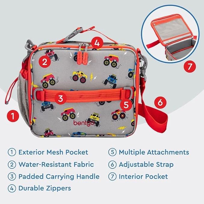 Bentgo® Kids Lunch Bag Set Water Bottle - New & Improved 2023 (Trucks) - Image 2
