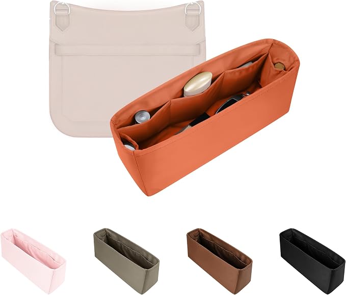 Purse Organizer Insert for Jypsiere 31, Lightweight & Soft Satin Bag Insert with Pockets for Women, Ideal for Travel, Shopping, and Daily Use, Multicolor Options(Orange, J-31) by KINGSINBAG