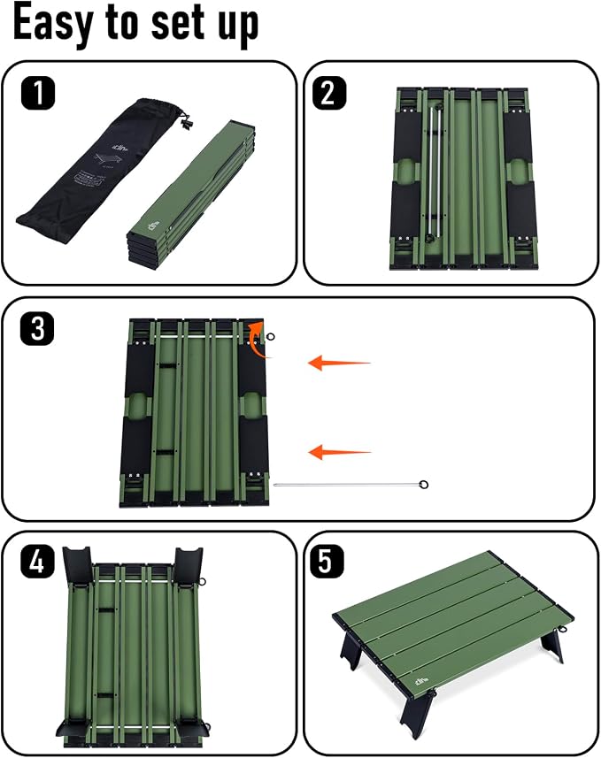 iClimb Ultralight Compact Mini Beach Picnic Folding Alu. Table with Carry Bag, Two Size (Green, S) - Image 7