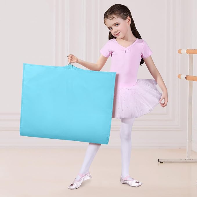 Univivi 40 Inch Girls Garment Bags for Dance Costumes, Dance Competition Garment Bag with 3 Medium Clear Zipper Pockets for Dance Essentials and Accessories, Dance Shoes (Blue) - 4 Pack, UN0752 - Image 6