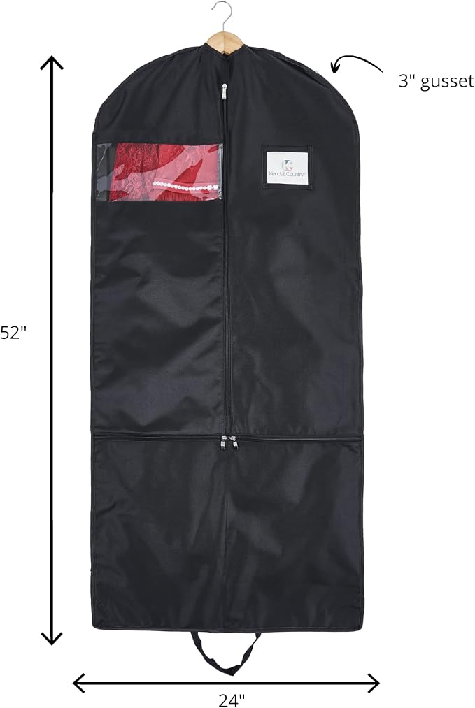 Waterproof Hanging Garment Bag 52 inch Deluxe Clothes Bag with Gusset, 4 Pockets & Side Zip for Dance Costumes, Sports, Skating, Theatre, Beauty Pageants & More by Kendall Country (Raven) - Image 3