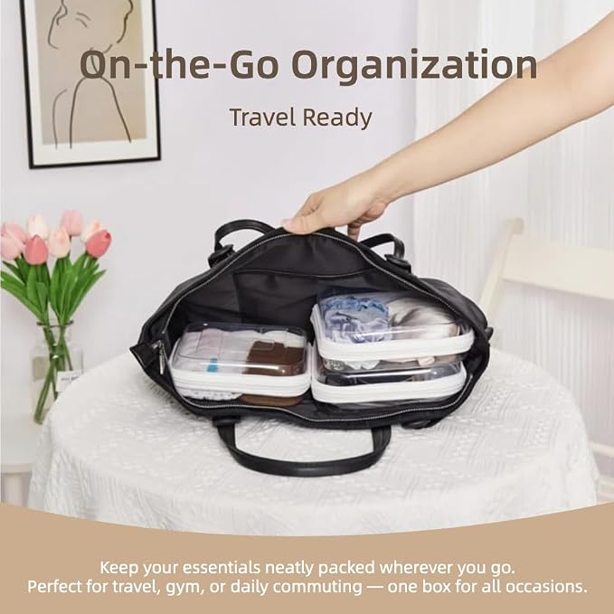 3-Pack Medium Clear Hard Shell Zipper Pouches, Clear Zipper Bags, Hard Case Pouches for Purse & Diaper Bag Organizer,and Travel Essentials (3M - Image 6