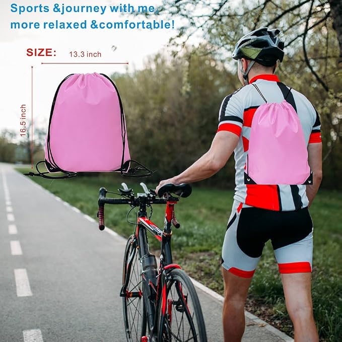 Drawstring Backpack Bulk 30 Packs Draw String Backpack Bags DIY Gym Sports Traveling Trip ride Pedestrianism Yoga Cinch Bag Sackpack Drawstring (pink) - Image 5