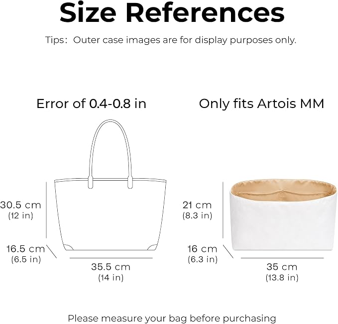 Tote Bag Organizer Insert for Artois MM Tote Handbags, Custom Fit Inside Premium Vanile Lightweight WaterResistant Purse Insert with Cup Holder Accessories - Image 2