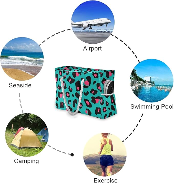 senya Large Beach Shoulder Bags Canvas Tote Water Resistant for Gym Travel Daily - Image 5