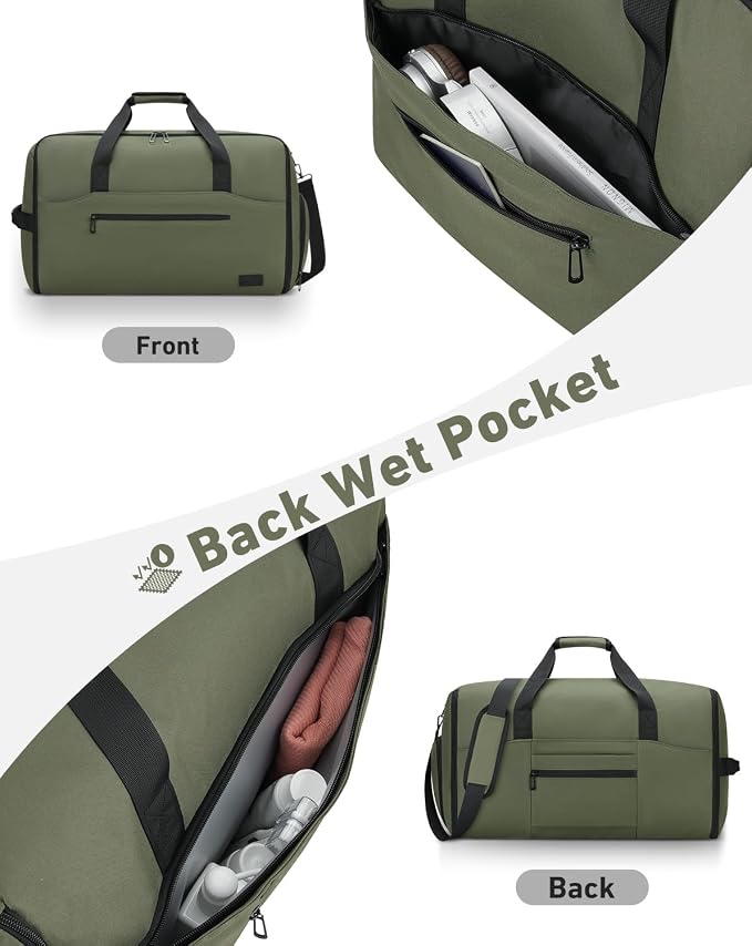 Garment Duffle Bags for Travel,Convertible Garment Bag with Shoes Compartment,Suit Carry-on Bag Expandable with Shoulder Strap for Men and Women Business Trip,Weekend,Wedding(Grey) - Image 9