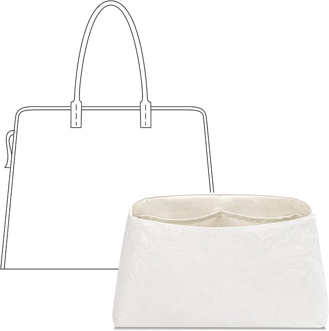 Tote Bag Organizer Insert for Hardy PM Bag, Custom Fit Inside Premium Lightweight Water Resistant Purse Insert with Zipper(Craie) by FANJIProject