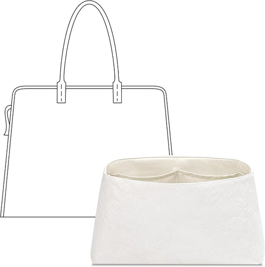Tote Bag Organizer Insert for Hardy PM Bag, Custom Fit Inside Premium Lightweight Water Resistant Purse Insert with Zipper(Craie) by FANJIProject