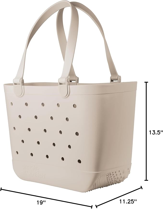 Simple Modern Extra-Large Beach Bag | Waterproof Getaway Rubber Tote with Zipper Pocket for Travel, Pool, Boat, Groceries, Sports | Almond Birch - Image 9