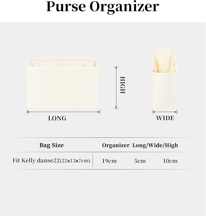 Women's Purse Organizer Insert - Satin & Lightweight Fabric with Inside Pockets, Portable for Commute, Travel, Shopping, and Evening, Multicolor Options, Fits for Kelly Danse(Craie,Danse 22) - Image 7