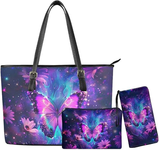 Women Purse Handbags Wallet Sets Leather Shoulder Tote Bag for Women,Top Handle Purse with Wrist Wallet Bag by Unknown