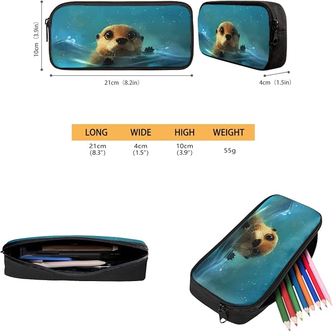 Coloranimal Cute Otter 3Pcs Backpack Set School Bag for Children Boys Girls Lightweight Book Bag+Insulated Lunch Bag+Pencil Case Hiking Camping Travel Bag - Image 4